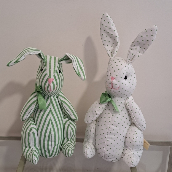 Set Of Two Fabric Cottagecore Shabby Chic Spring Easter Rabbits. - Picture 2 of 10
